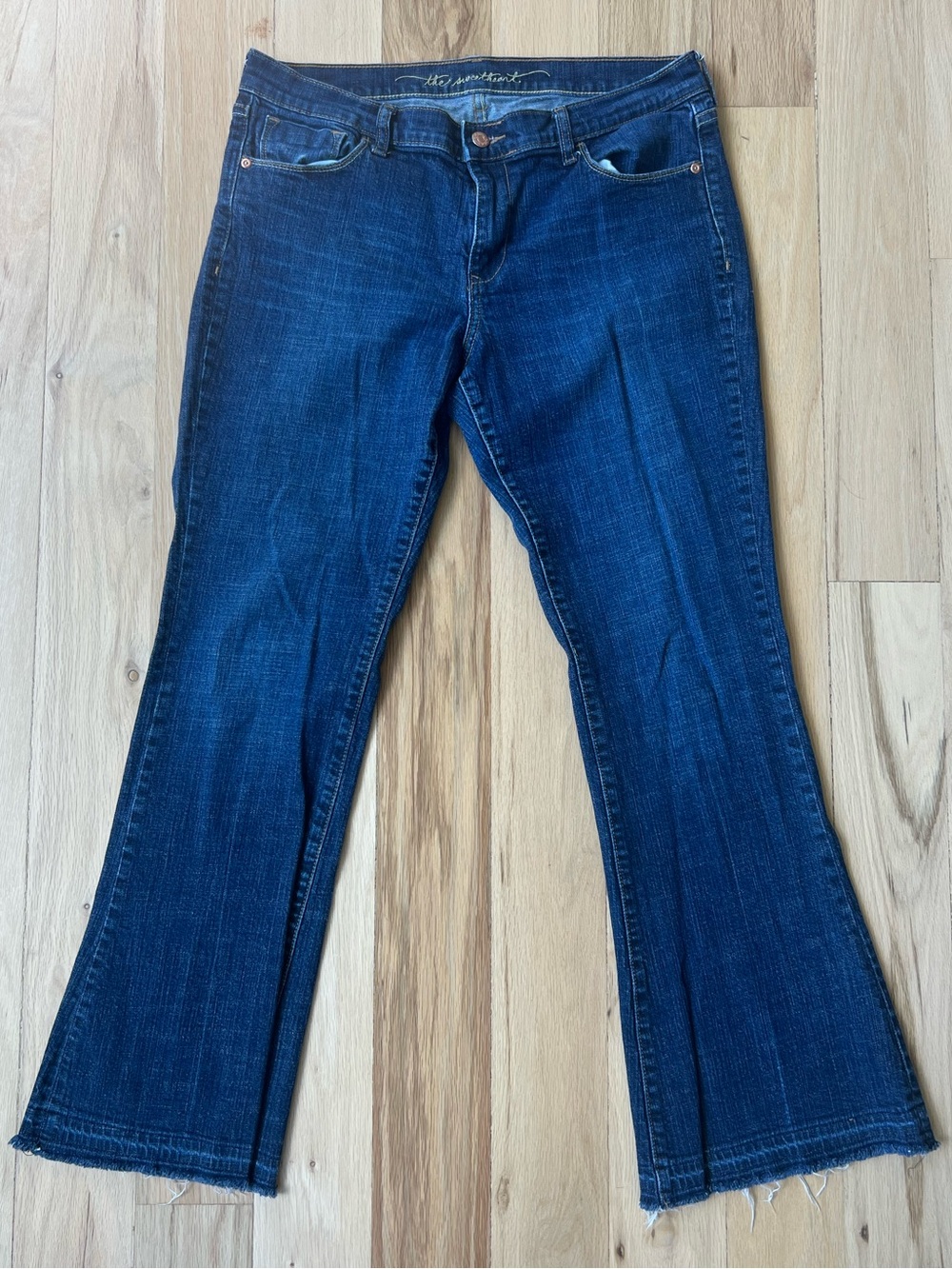 Old Navy Sweetheart Bootcut Jeans Women's Sz 12 Regular Dark Wash Stretch NO HEM
